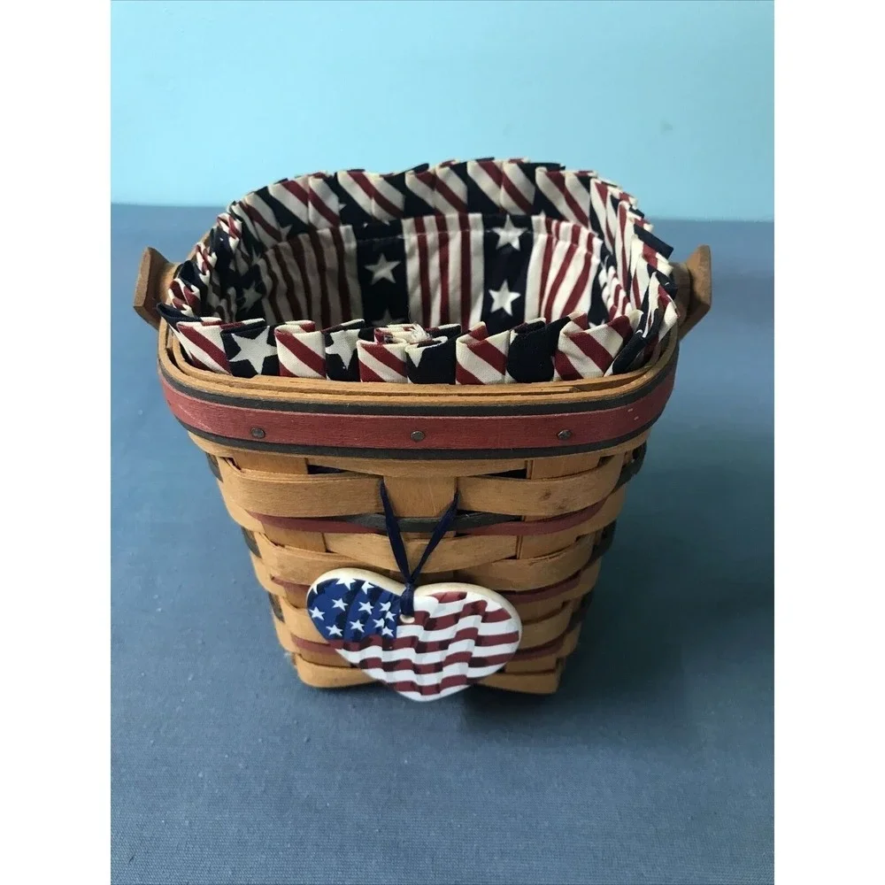 1995 Longaberger USA Flag Basket Heart Ornament Independence Patriotic